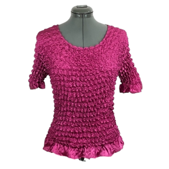 F*C Tops - 𝅺F*C Unique Sexy Bright Barbie Pink Popcorn Blouse Size OS